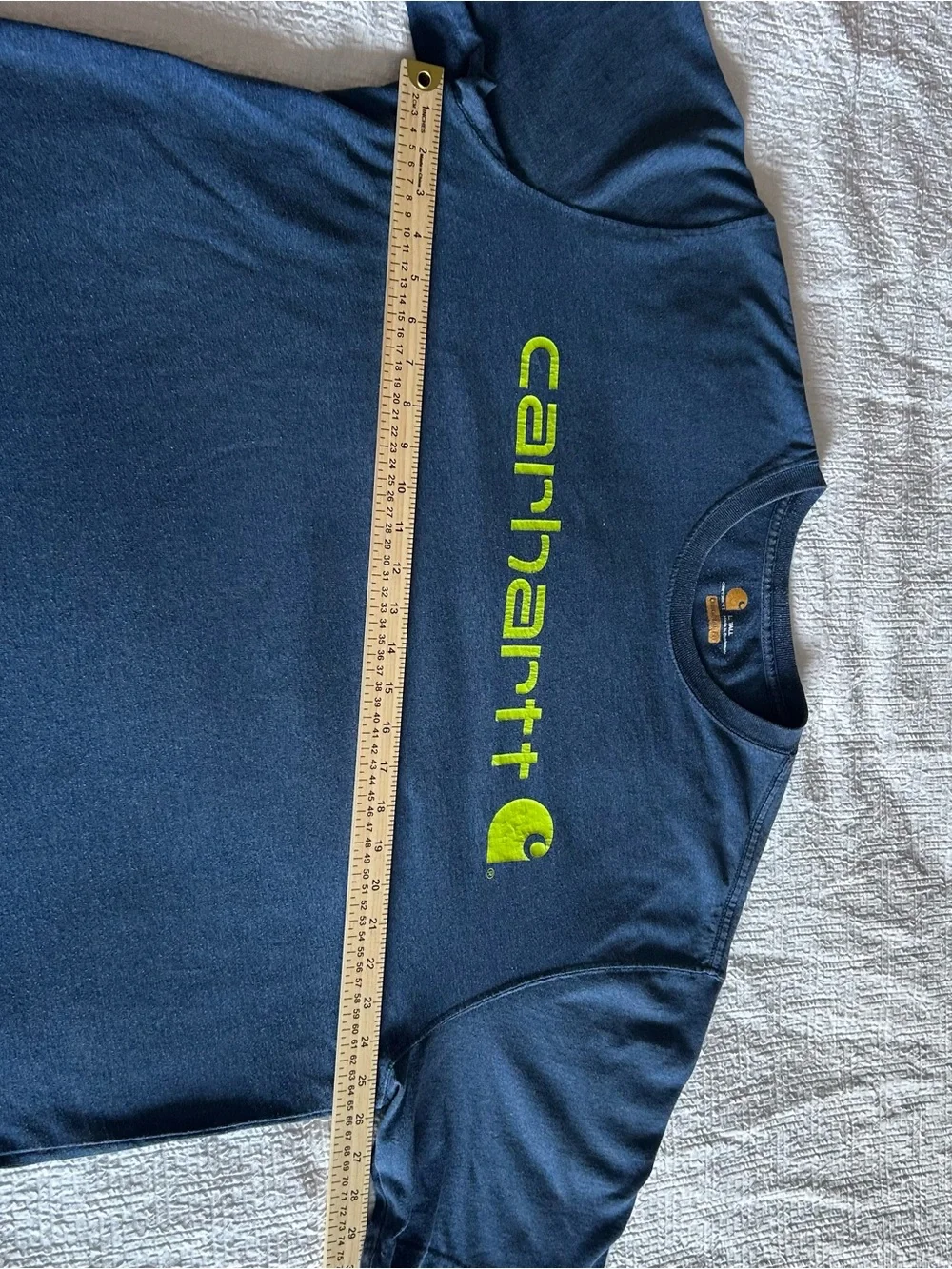 Carhartt Navy Short-Sleeve Tee with Lime Logo Large Tall